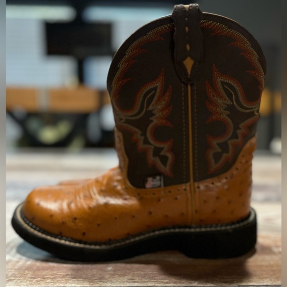 Women’s Sz., 7B, Ostrich, Leather Upper Justins - Picture 3 of 16